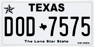 TX license plate DOD7575