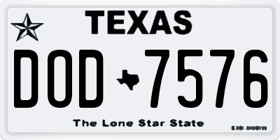 TX license plate DOD7576