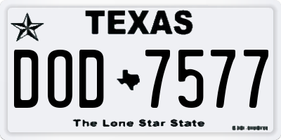 TX license plate DOD7577