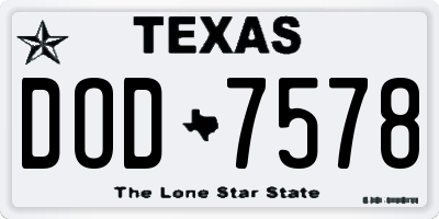 TX license plate DOD7578