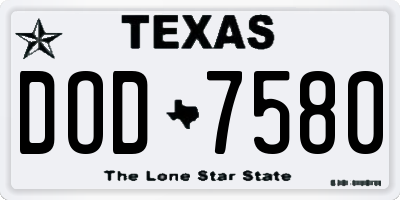 TX license plate DOD7580