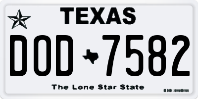 TX license plate DOD7582