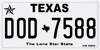 TX license plate DOD7588