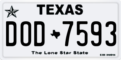 TX license plate DOD7593