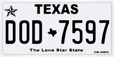 TX license plate DOD7597