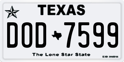 TX license plate DOD7599