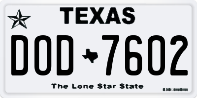 TX license plate DOD7602