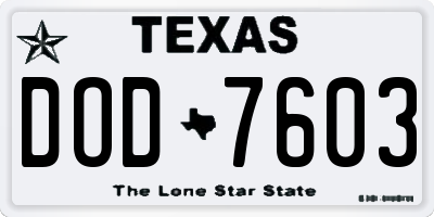 TX license plate DOD7603