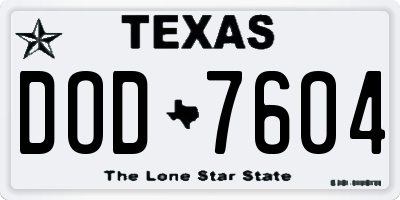 TX license plate DOD7604