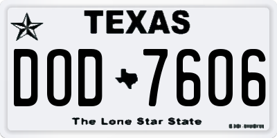 TX license plate DOD7606