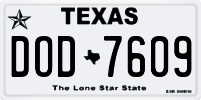 TX license plate DOD7609