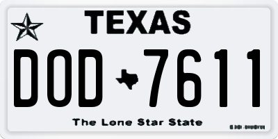 TX license plate DOD7611