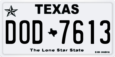 TX license plate DOD7613