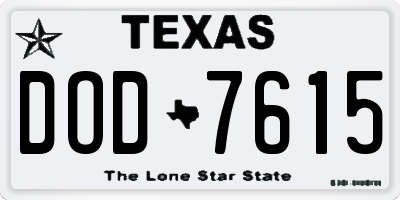 TX license plate DOD7615