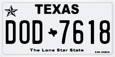 TX license plate DOD7618