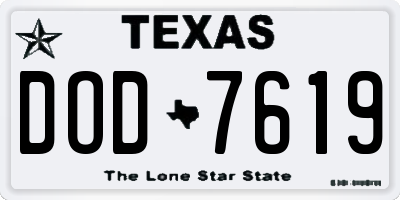 TX license plate DOD7619