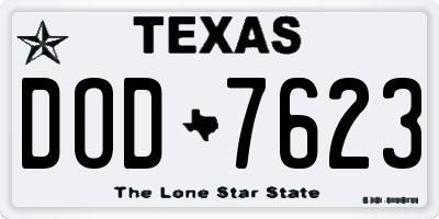 TX license plate DOD7623