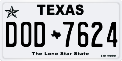 TX license plate DOD7624
