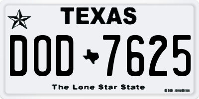 TX license plate DOD7625