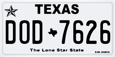 TX license plate DOD7626
