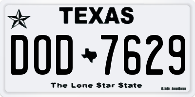 TX license plate DOD7629