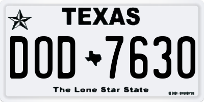 TX license plate DOD7630