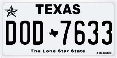 TX license plate DOD7633