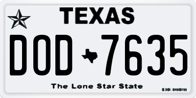 TX license plate DOD7635