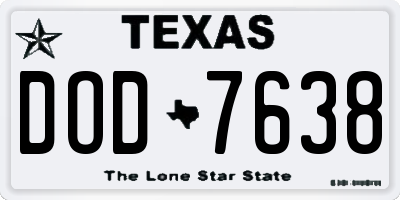 TX license plate DOD7638