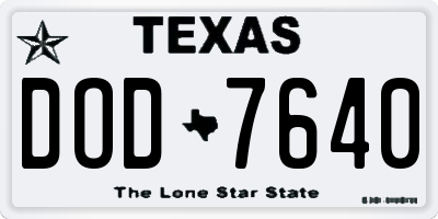 TX license plate DOD7640