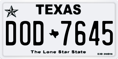 TX license plate DOD7645