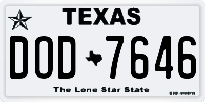 TX license plate DOD7646