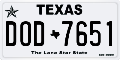 TX license plate DOD7651