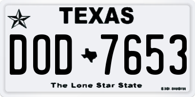 TX license plate DOD7653
