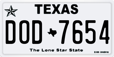 TX license plate DOD7654
