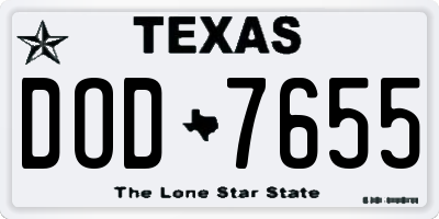 TX license plate DOD7655