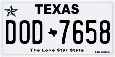TX license plate DOD7658