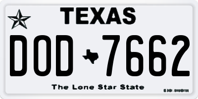 TX license plate DOD7662