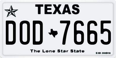 TX license plate DOD7665
