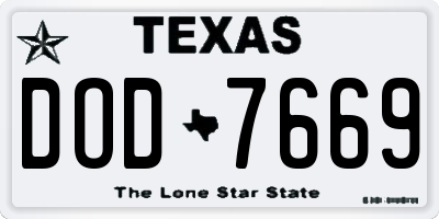 TX license plate DOD7669