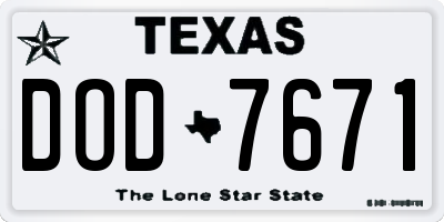 TX license plate DOD7671