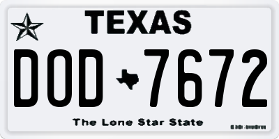 TX license plate DOD7672