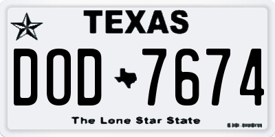 TX license plate DOD7674