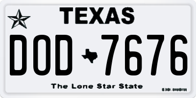 TX license plate DOD7676