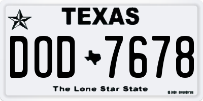 TX license plate DOD7678