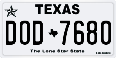 TX license plate DOD7680