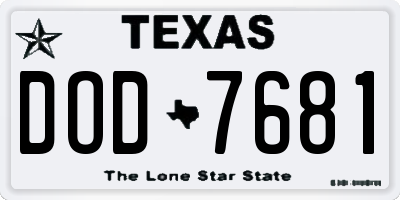 TX license plate DOD7681