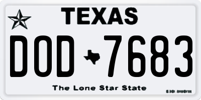 TX license plate DOD7683