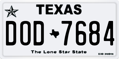 TX license plate DOD7684