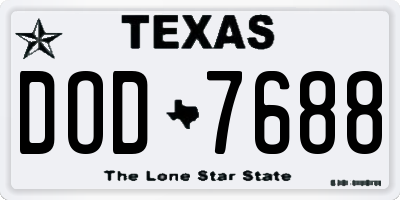 TX license plate DOD7688